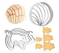 6uds Cortadores de Concha, Molde de Acero Inoxidable para Pan Mexicano Con 5 Tamaños de Cortador de Galletas de Cerdo Sello de Cortador de Concha de Dos Caras para Galletas Pastel (2 Estilos)