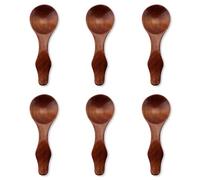 6uds Cucharas de Madera Pequeñas, 10cm Minicucharas para Condimentos Phoebe Wood Cucharas de Madera Cucharas Redondas de Madera para Sopa para Sal Azúcar Miel Salsas Aderezos Especias Cocina