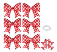 6uds Globos Lazo en Cuadros Rojo y Blanco, Grandes Globos Aluminio con Lazo Cuadros 93cm con Pajitas Cintas para Decoración Picnic Verano Barbacoa Fiesta Italiana Pasta y Pizza