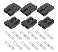 6uds Kits de Conexión Rápida Batería, Incluye 6 Onectores Rápidos para Batería de Puente 12 Terminales Compatible con Anderson Conector para Cabrestante Carretillas Elevadoras Otros Vehículos (Negro)