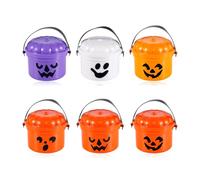 6uds Mini Cubos de Nostalgia de Halloween, Mini Cubos de Plástico con Forma de Calabaza Cubos para Pedir Dulces o Trucos Cubos de Halloween con Tapas para Regalos de Fiesta de Halloween