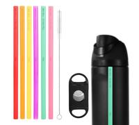 6uds Pajitas Repuesto, Compatibles con Owala FreeSip 14/19/24/32/40oz Botellas Agua de Acero Inoxidable Pajita Reutilizable con Cepillo Limpieza y Herramienta Corte