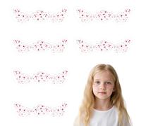 6uds Parches de Pecas de San Valentín, Tatuaje Temporal Pecas Brillantes con Elementos Corazón y Amor Tatuajes Faciales para Mujeres Niñas y Artículos Fiesta