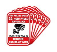 6uds Pegatinas de Videovigilancia, 17,8x12,7cm Señales Adhesivas de Grabación de Cámara Señal de Cámara de Seguridad Señal de Monitoreo de Cámara para Seguridad Del Vehículo Doméstico