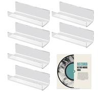 6uds Soporte Vinilos Pared, Disco de Álbum Acrílico Cinta Adhesiva Sin Taladro Exhibición de Discos de Vinilo Soporte para Exhibición de Cubiertas de Álbumes (Claro)