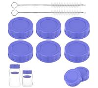 6uds Tapas para Biberones Pigeon y Lansinoh, a Prueba de Fugas para Viajes y Almacenamiento con Cepillos de Limpieza (Morado)