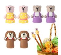 6uds Tapones Agujas Tejer con Forma de Oso, Silicona de 3,5x1,6cm Protector Agujas Cubiertas para Puntas de Agujas Accesorios de Tejer para Agujas de Tamaño 11-17(8mm-12,75mm), (3 Estilos)