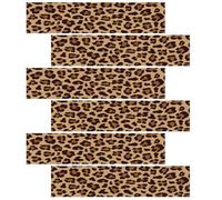 6uds Tiras Comestibles con Estampado de Leopardo para Borde Pastel, Papel Arroz con Estampado Guepardo para Decorar Tartas Fiesta Cumpleaños de Mujer