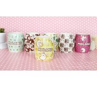6vibes Molang - Taza grande de porcelana (400 ml, diseño de piña y helado de piña), diseño de Piupiu