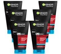 6x 150ml Garnier Hautklar 3 IN 1 Carbón Anti Espinillas Limpieza Peeling Máscara