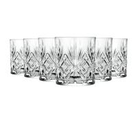6x 240ml Melodia Vasos de Whisky - Cristal Tallado Whiskey Ron Vodka Ginebra Escocés Anticuado Cóctel Bebiendo Vaso Set de Regalo - Por RCR Crystal
