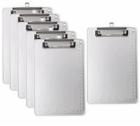 6x A5 Portapapeles de Aleación de Aluminio con Pinza, Abrazadera de Metal Recubierto de Goma, Metal Tablilla con Sujetapapeles - Estable Irrompible Extremadamente Robusto - TKD8053-A5-6x
