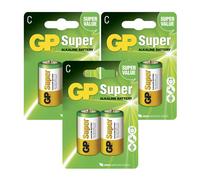6x Baterías Alcalinas GP Super C 1.5V LR14 MN1400 Tamaño Baby