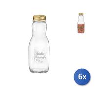 6X Bormioli Rocco Botella 4 Estaciones Jugo En Vidrio Con Tapa Lt 1.