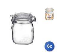 6x Bormioli Rocco Tarros De Vidrio Fido Con Tapa Hermética 0,75 L