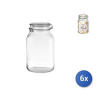 6x Bormioli Rocco Tarros De Vidrio Fido Con Tapa Hermética Cilíndrica 2 Lt