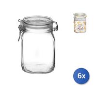 6x Bormioli Rocco Tarros De Vidrio Fido Con Tapa Hermética Rectangulares 1 Lt