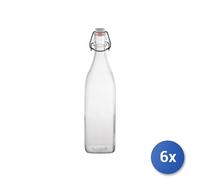 6X Botellas De Vidrio Modelo Swing De La Marca Bormioli Rocco Con Tapa Blanca