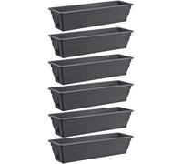 6x BURI Florero Rectangular Macetero Con Depósito De Agua Anthrazit 80x24x17 Cm