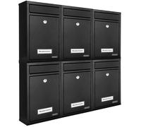 6x buzón con 2 llaves - negro