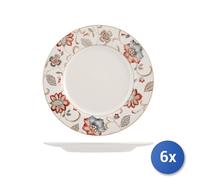 6X Churchill Plato De Mesa Plano Jacobeo En Cerámica De 27 Cm.
