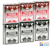 6x COPAG Texas Hold'em Cartas De Poker Jumbo De Plástico 100% Rojo/Negro
