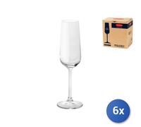 Paquete 6 Cálices Copa de Flauta de Vidrio Marca Pasabahce Modelo Allegra 22CL