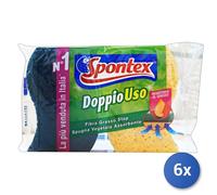 6x Esponja + Fibra Doble Uso 2 Piezas Spontex