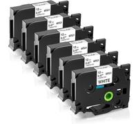 6x Fimax tze-231 12mm 0.47 Negro sobre Blanco Reemplazo Brother P-touch Label Tape TZe231 TZ231, para PT-H100LB PT-P300BT PT-1010 GL-H105 PT-H100R PT-H108GT PTH107B