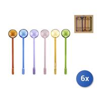 6x H&H Confezioni 6 Cucharillas Para Bebida De Vidrio Colores Surtidos