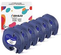 6x hehua Cintas Compatibles con Dymo Letratag 91221 S0721660 12mm x 4m