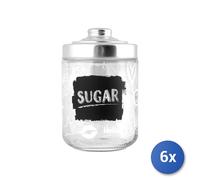 6x Latas Azúcar Chio Con Decoro Pizarra de Vidrio con Tapa de Metal Cc
