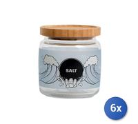 6x Latas Contenedores de Cocina de Vidrio Corcho En Bambú Sal Bormioli rocco