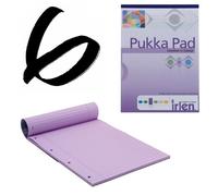 6x Lavanda Cojín de Pukka A4 80gsm con líneas con margen 100 páginas 50 hojas