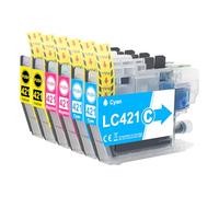 6X LC421 LC421XL Paquete de Cartuchos de Color para Impresora Compatibles con Brother LC421 LC421XL LC-421XL para Brother DCP-J1050DW MFC-J1010DW DCP-J1140DW (2 Cian, 2 Amarillo, 2 Magenta)