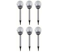 6x LED Jardín Luces Con Cristal Cabeza Jardín Lámparas Solares Luz Exterior