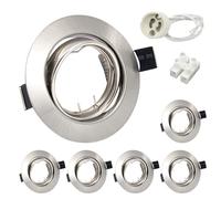 6X Luces empotrables de techo GU10 Downlights redondas para montaje en techo Marco de cromado cepillado 30 ° de inclinación giratoria LED Focos 240V Diámetro exterior 90 mm Corte Ø68mm, Sin bombillas