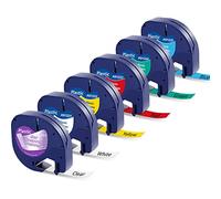 6x MarkField Compatible con Dymo Letratag Plastico Cinta de Etiqueta 12mm x 4m para LT-100H LT-100T LT-110T XR XM (Compatible con Dymo Letratag Plastic Label Tape)