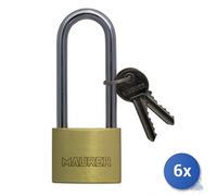 6X Maurer Candado De Latón Tipo Pesado Arco Extra Largo 2 Llaves Mm 40