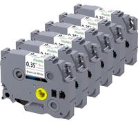 6x Msudoku TZe-221 Compatibles con Brother TZe221 TZ-221 9mm 0.35 Negro sobre blanco Cinta de Etiquetas para Brother PTD210 PTD220 PTD600 PTD410, 9mm x 8m