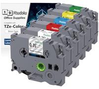 6x Msudoku TZe 9mm Cinta de Etiquetas Compatible con Brother TZe-121 TZe-221 TZe-421 TZe-521 TZe-621 TZe-721 Para Brother PTouch H100 D400 1000 1010 H110 D210, 9mm x 8m