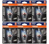 6x Osram Night Breaker UNLIMITED H11 12V 55W Base PGj19-2