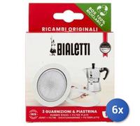 6X Paquete Bialetti Junta + Filtro Moka 1 Taza