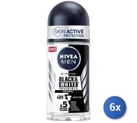 6X Paquete Nivea Black & White Hombre Desodorante Roll-On 50 Ml 1 Pz