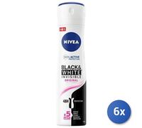 6X Paquete Nivea Black&White Invisible Original Spray 150 Ml