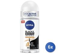 6x Paquete Nivea Desodorante Rollon Black-W. Ultimate Men