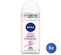 6x Paquete Nivea Desodorante Rollon Pearl & Beauty Mujer