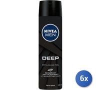 6X Paquete Nivea Men Deep Black Carbon 150 Ml