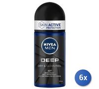 6X Paquete Nivea Men Deep Roll-On 50 ML