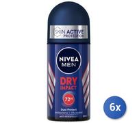 6X Paquete Nivea Men Dry Impact Roll-On 50 Ml